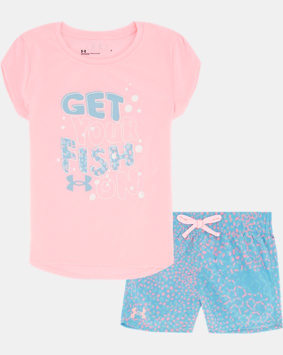 Girls' Pre-School UA Get Your Fish On T-Shirt & Shorts Set, Pink, pdpMainDesktop image number 0
